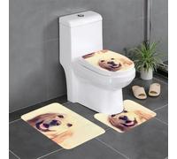 YYHHAOFA Lot de 3 tapis de salle de bain ultra doux et absorbants pour un confort semblable à un spa - Motif imprimé chien doré - 61 x 40,6 cm
