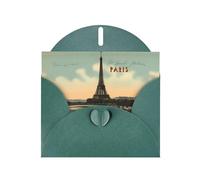 YYHWHJDE Carte postale vintage Paris vert foncé en papier nacré de haute qualité : 10,2 x 15,2 cm, pour carte d'anniversaire ou d'invitation