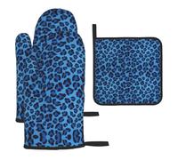 YYHWHJDE Ensemble de pâtisserie de cuisine Motif peau de léopard | Gants et cache-casseroles - Gants de cuisine durables pour barbecue et micro-ondes Motif peau de léopard