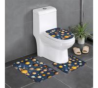 YYHWHJDE Lot de 3 tapis de salle de bain en flanelle pour un confort semblable au spa - Motif planètes du système solaire - 61 x 40,6 cm