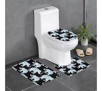 YYHWHJDE Lot de 3 tapis de salle de bain en peluche pour un confort absorbant et une durabilité accrue, 61 x 40,6 cm, imprimé éléphant et noir