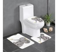 YYHWHJDE Lot de 3 tapis de salle de bain en peluche pour un confort absorbant et une durabilité accrue - Motif éléphant avec couronne et petit canard - 61 x 40,6 cm