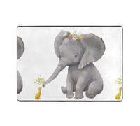 YYHWHJDE Tapis antidérapant en peluche bien conçu avec un éléphant mignon avec couronne et petit canard imprimés, 203,2 x 147,3 cm, jeté ultra doux pour salon, chambre à coucher, tapis durable pour la