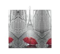 YYHWHJDE Tapis de séchage de cuisine avec imprimé de parapluie rouge Tour Eiffel Paris - Couverture de vaisselle absorbante, couche de comptoir antidérapante avec imprimés vibrants, idéal pour une