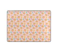 YYHWHJDE Tapis en fausse fourrure avec imprimé de fleurs de dessin animé de Poméraniens, 203,2 x 147,3 cm, ultra absorbant et confortable pour salon, chambre à coucher et plus encore