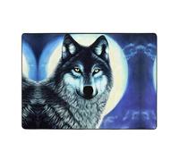 YYHWHJDE Tapis en fausse fourrure avec imprimé loup sous la lune - 203,2 x 147,3 cm - Ultra absorbant et confortable pour salon, chambre à coucher et plus encore