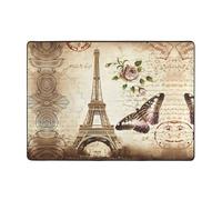 YYHWHJDE Tapis vintage Paris Tour Eiffel et papillons en peluche bien conçu, antidérapant, 203,2 x 147,3 cm, jeté ultra doux pour salon, chambre à coucher, tapis durable pour la maison et le bureau