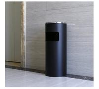YYiXing®Poubelle inox ronde-avec cendrier-Acier inoxydable -Noir -Poubelle Corbeille(25x60cm)