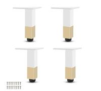 YYLMKMFC 4 pièces Ensemble de Pieds de Meubles Pieds de Remplacement en Alliage d'aluminium Pieds de Meubles réglables rallonges de Commode de canapé, for Meubles(White+Gold,12cm)