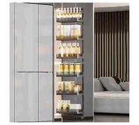 YYLMKMFC-AE Panier Coulissant for Armoire étroite à 7 Niveaux, Support de Rangement Haut avec Bandes de séparation, Organisateur extractible for Cuisine, Salle de Bains, Garde-Manger(260x410x6tier)