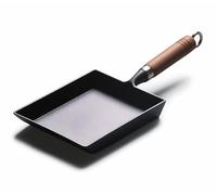 YYMIYU Tamagoyaki Poêle à omelette japonaise en fonte avec poignée en bois 23 x 18 cm