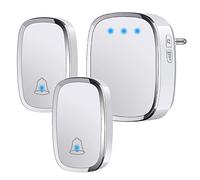YYQ Sonnette sans Fil Extérieur Étanche IP44, Sonnette de Porte 300 Mètres, Kit de Carillon avec LED Flash, 2 Émetteurs et 1 Récepteur, 5 Niveaux de Volume, 36 Mélodies