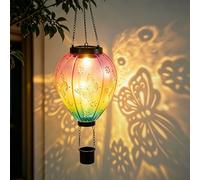 YYSWSAKY Montgolfière solaire - Photophore coloré avec effet flamme - Lampes solaires à suspendre pour l'extérieur - Décoration d'extérieur - Décoration de jardin - Carillon à vent