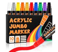 YYTECH Lot de 10 marqueurs acryliques Jumbo - 15 mm - Graffiti | Marqueur acrylique permanent 3 en 1 à pointe large pour pierres, imperméable, Jumbo marqueur pour affiche, céramique, verre