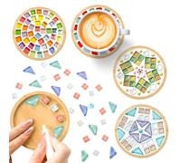 YYTECH Lot de 4 dessous de verre en mosaïque - Kit de bricolage pour adultes - Dessous de verre en bambou - Pour travaux manuels et bricolage - Plateau décoratif - Cadeau de Noël - Cadeau