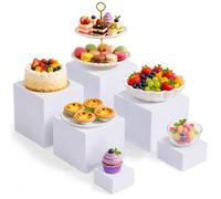 YYTECH Lot de 6 Presentoir Presentoir Gateau, Presentoir Aperitif Buffet, Cube Présentoir Buffet Blanc, Presentoir Buffet Traiteur Acrylique, Support Buffet Mariage pour Dessert/Figurines/Bonbons