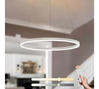YYUTLUO Lustre LED Moderne DIY Cercle | 1 Blanc Anneaux :60cm=29W| Éclairage Suspendu LED Métal+Acrylique Télécommande Intensité Variable 2,15G Lampe Suspendue Plafond Ronde Salon Chambre Coucher