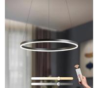 YYUTLUO Lustre LED Moderne DIY Cercle | 1 Noire Anneaux :60cm=29W| Éclairage Suspendu LED Métal+Acrylique Télécommande Intensité Variable 2,13G Lampe Suspendue Plafond Ronde Salon Chambre Coucher