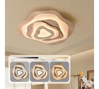 YYUTLUO Plafonnier LED En Bois, Nuages Ø80cm 65W=5500lm, Plafonnier Pour Chambre D'Enfant Intensité Variable 3000K-6000K, Abat-Jour En Acrylique Léger En Forme De Cœur, Plafonnier Enfant Rond Moderne