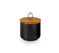 YYW Lot de 3 bocaux en céramique avec couvercles hermétiques en bambou pour comptoir de cuisine, servir du café moulu, du thé, des herbes, des céréales, du sucre, du sel (noir, taille S)