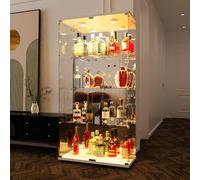 YYXLDYNB Vitrine en Verre 4 Étagères,Meuble Vitrine LED avec 2 Portes et Serrure,Effet Miroir,Meuble vitrine Verre pour Collectionneurs pour Chambre,Salon,80x36x164cm, Blanc
