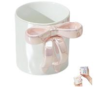 YZBBSH Charmantes tasses en ruban avec poignée en forme de nœud, 350 ml, tasse à café chaud en céramique avec nœud pour Noël, cadeau de vacances pour amies et collègues (rose)