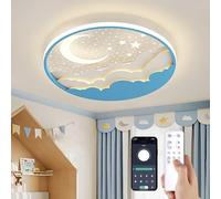 YZBEIMDAI Plafonnier LED lampe chambre d'enfant Dimmable, 50cm Créative Étoile Et Lune Acrylique Plafonnier, avec Télécommande APP, Veilleuse, minuterie, pour Filles Garçons Chambre