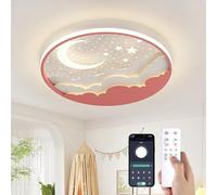 YZBEIMDAI Plafonnier LED lampe chambre d'enfant Dimmable, 50cm Créative Étoile Et Lune Acrylique Plafonnier, avec Télécommande APP, Veilleuse, minuterie, pour Filles Garçons Chambre