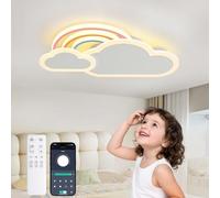 YZBEIMDAI Plafonnier LED Lampe de chambre d'enfant Plafond, 50CM Lampe créative Plafond Nuages Arc-En-Ciel Dimmable Télécommande＆APP, Garçons Et Filles Chambre Lumière Éclairage,Veilleuse, Blanc