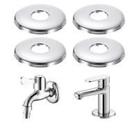 YZIRVNZ 4 Pièces Rosace Mitigeur Douche en Acier Inoxydable, Rosace Robinet exterieur Argentée Ø 26mm Diamètre intérieur, Cache Tuyau Mural de Finition pour Robinetterie, Douche, Cuisine et Radiateur