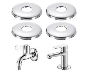 YZIRVNZ 4 Pièces Rosace Mitigeur Douche en Acier Inoxydable, Rosace Robinet exterieur Argentée Ø 26mm Diamètre intérieur, Cache Tuyau Mural de Finition pour Robinetterie, Douche, Cuisine et Radiateur