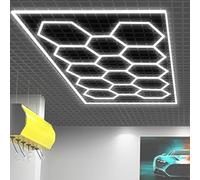 YZRDCXM Plafonnier LED hexagonal for garage, atelier, sous-sol, grille hexagonale 6500 K, connectable, for garage, atelier, etc.(B)