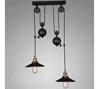 YZSJ Pendentif E27 Vintage Lampe Suspendue Rétro Lustre en métal Industriel Suspendu vers Le Bas Abat lumières Lampe Barre de Bronze Plafonnier Plafond Chambre Salle à Manger de Plafond Chambre