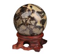 YZWRWRMKTB Dragon Septarian Stone Quartz Crystal Sphere with Stand Gemstone Ball Sculpture Figurine Ornament for Feng Shui Divination Tabletop Decoration,6~7cm
