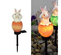 YZYOE Lampe de lapin d'oeuf alimentée par le soleil, lampe de sol d'animal mignon en résine décorative jardin, crépuscule sans fil à l'aube des lumières LED imperméables.