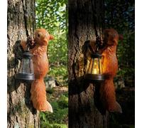 YZYOE LED solaire lampe d'écureuil, jardin décoration résine mignon écureuil animal mur lampe suspendue, sans fil crépuscule à l'aube LED lumières sont imperméables.