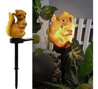 YZYOE Lumière plug-in sol d'écureuil solaire, résine de décoration de jardin mignonne petite lampe chaude animale, Lumière LED sans fil au crépuscule à l'aube imperméable.