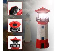 YZYOE Rouge phare solaire, tournant LED phare lumières décoratives, Cour imperméable lumières de paysage, Outdoor Light Solar Resin Crafts comme cadeaux pour les amis.