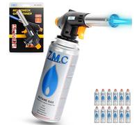 Z.M.C Brûleur à gaz + 12 cartouches de gaz 227 g, chalumeau de soudage jusqu'à 1300 °C, chalumeau Bunsen 1,3 kW, chalumeau de cuisine avec flamme réglable