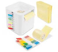Z-notes Lot de 240 organiseurs de bureau, blancs, avec rouleau de notes de 10 m, dérouleur, super adhésif, distributeur de notes