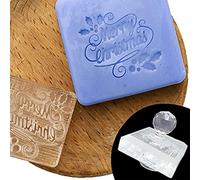 Z0175MC Gaufrage acrylique transparent avec poignée | Tampon en acrylique transparent, graphiques saisonniers et texte en anglais, impression décorative pour projets de savon de