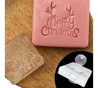 Z0177MC Tampon à savon transparent avec poignée Motif Noël | Empreintes organiques naturelles, chapitre de fabrication de savon, motif de Noël, fournitures de fabrication de savon