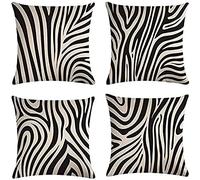Zaafeen Housses de Coussin 60x60cm Lot de 4 Coussins Carré Soft Coussin Canapé Zèbre Simple Taie d'oreiller Canapé Salon Maison Coussin Decoratif Fermeture Zip Cachée Coussin Canapé Decoration