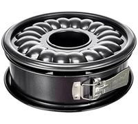 Zenker Moule à charnière Ø 26 cm DELUXE, Moule à pâtisserie avec fond plat et fond tubulaire en tôle d'acier vitrifiée à l'émail, Moule à gâteau rond à bord extra haut (Couleur : Noir métallisé)