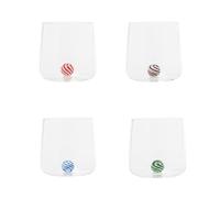 Zafferano Dorici Lot de 4 Verres à Vin Blanc en Verre Borosilicaté Soufflé à la Main avec Pied Creux et Design Élégant et Contemporain Transparent