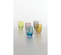 Zafferano Ensemble de 6 Verres Bolicante en Verre Soufflé Artisanal de Murano, Design Effet Bulles, Couleurs Assorties, Résistants au Lave-Vaisselle 60°C