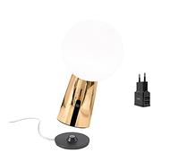 Zafferano- Lampe de table Zafferano Olimpia Pro en aluminium rechargeable avec chargeur USB Aiino, LED variation tactile, prot. IP54, 3000K, usage intérieur/extérieur, h26 cm, or