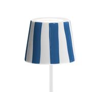 Zafferano Lampe LED Poldina Lido rayures bleues rechargeable IP65 extérieur, dimmable avec autonomie jusqu'à 12 heures