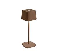 Zafferano, Lampe Ofelia, Lampe de Table Rechargeable et Sans Fil avec Contrôle Tactile, Utilisable également comme Lampe d'Extérieur, Dimmer 2700-3000 K, Hauteur 29 cm, Couleur Corten