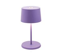 Zafferano, Lampe Olivia Mini, Lampe de Table Portable et Rechargeable avec Contrôle Tactile, Adaptée pour le Salon et l'Extérieur, Dimmer 2700-3000 K, Hauteur 22 cm, Couleur Lilas